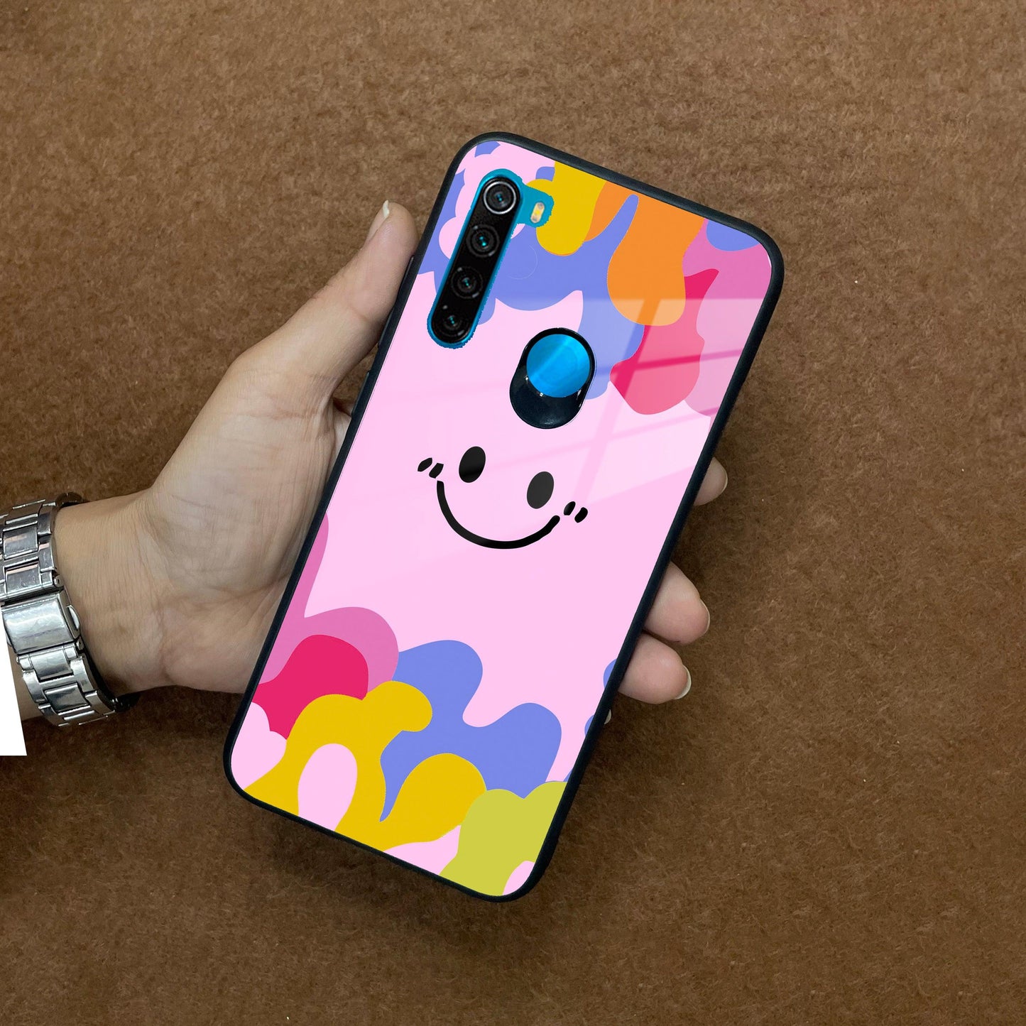 Cute Pink Smiley Multicolor Glass Case For Redmi/Xiaomi ShopOnCliQ