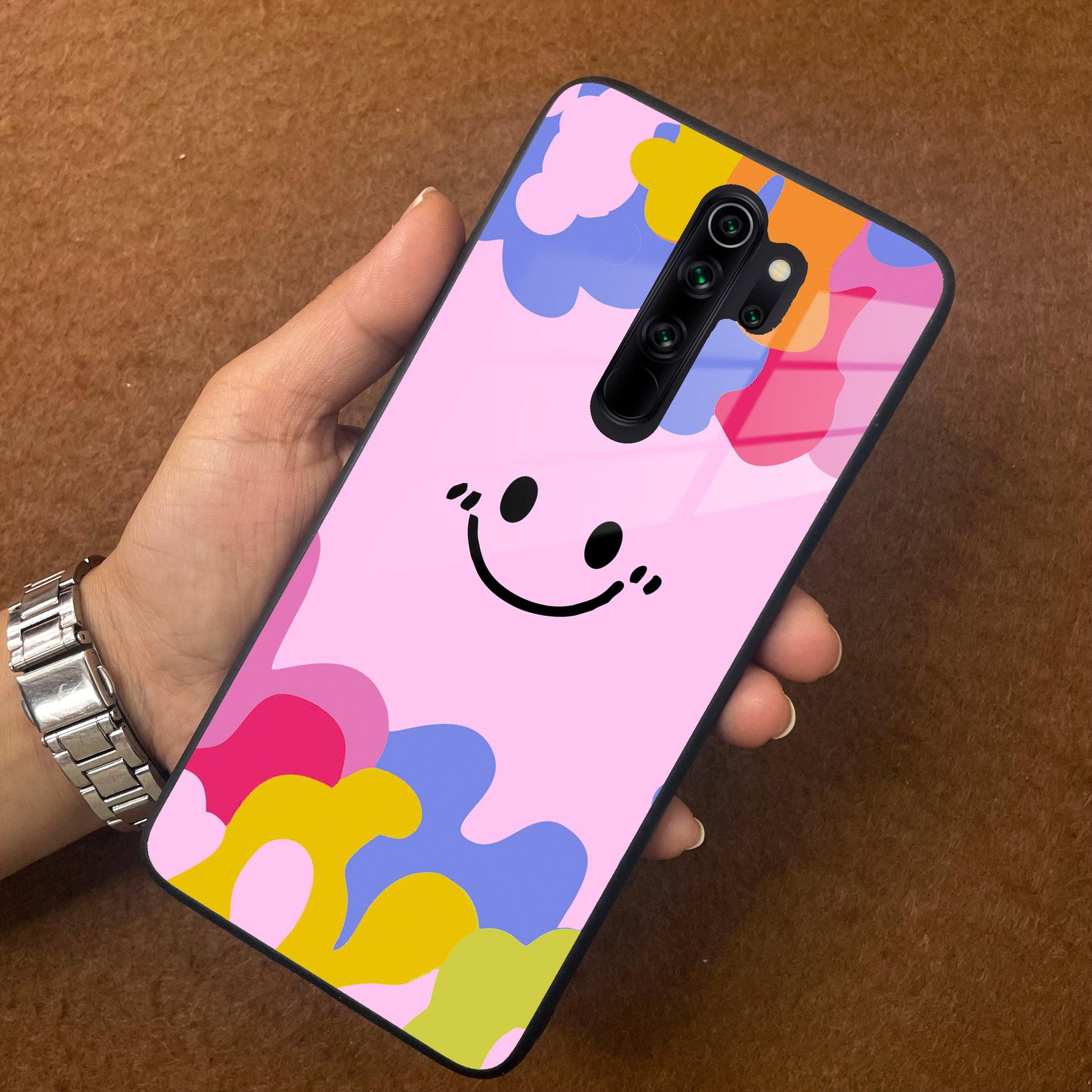 Cute Pink Smiley Multicolor Glass Case For Redmi/Xiaomi ShopOnCliQ