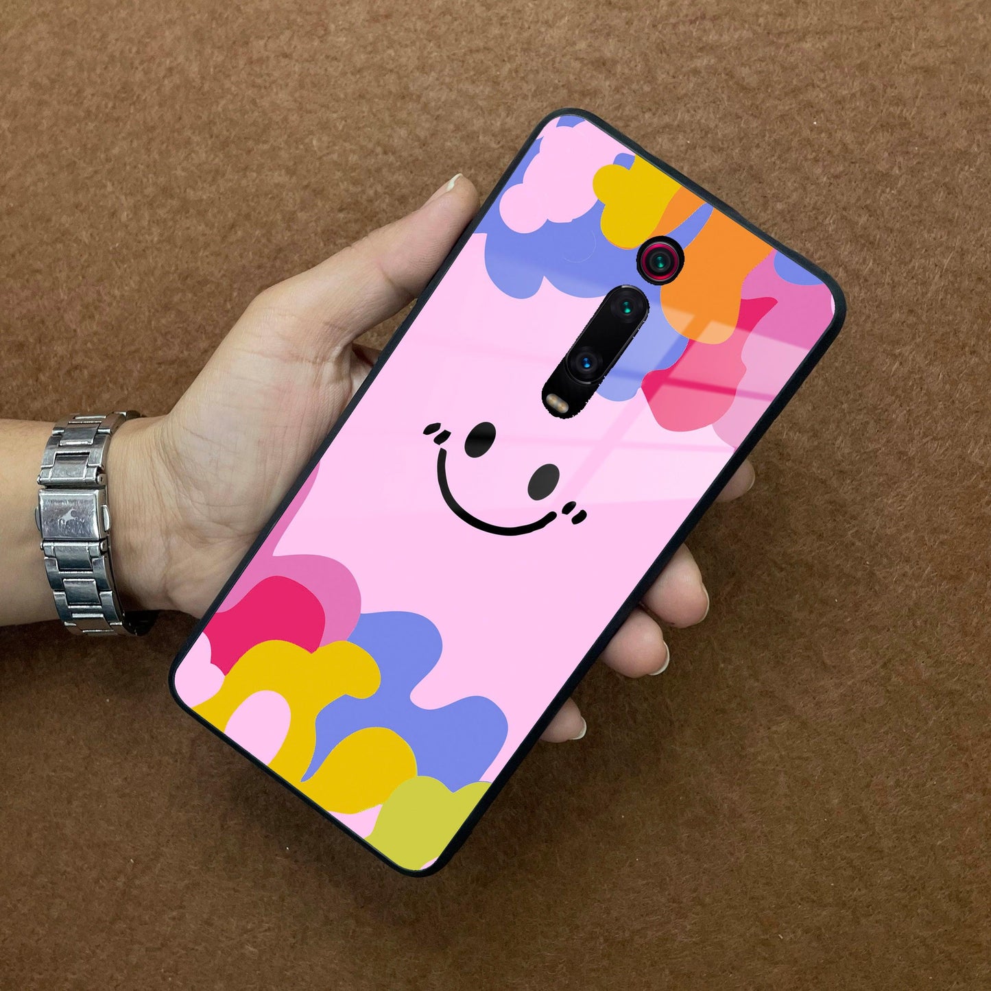 Cute Pink Smiley Multicolor Glass Case For Redmi/Xiaomi ShopOnCliQ