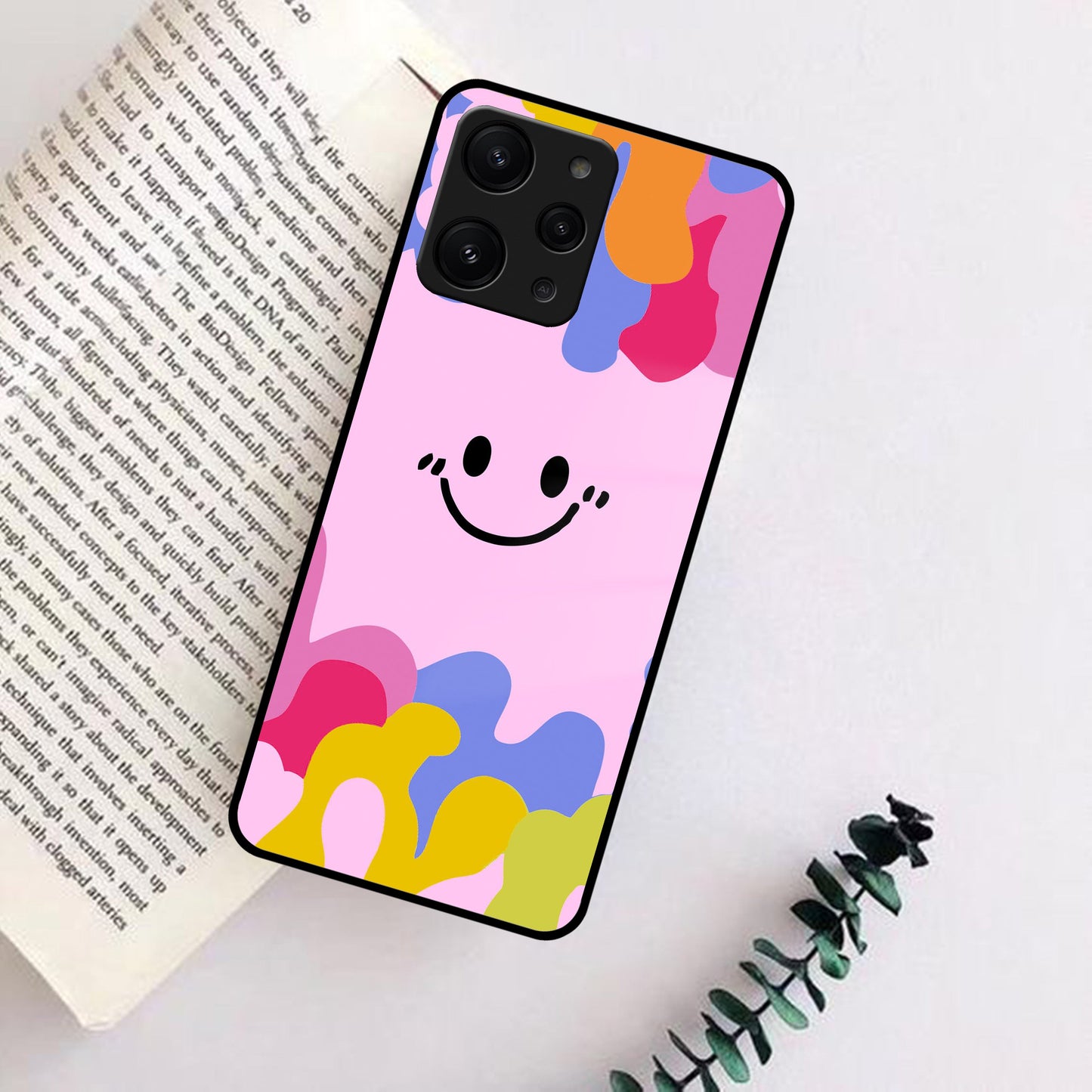 Cute Pink Smiley Multicolor Glass Case For Redmi/Xiaomi ShopOnCliQ