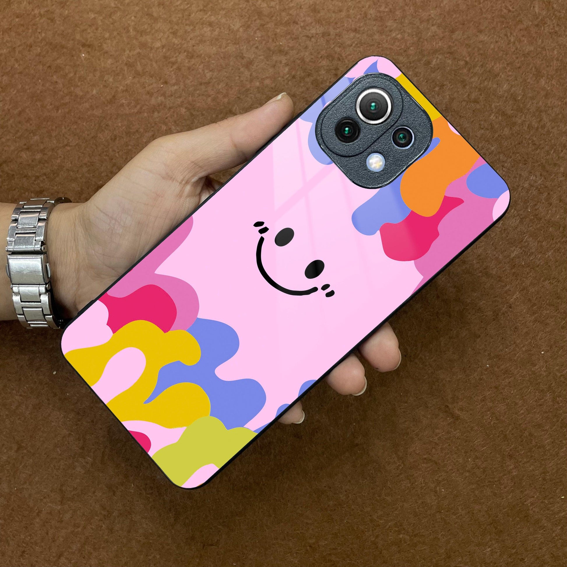 Cute Pink Smiley Multicolor Glass Case For Redmi/Xiaomi ShopOnCliQ