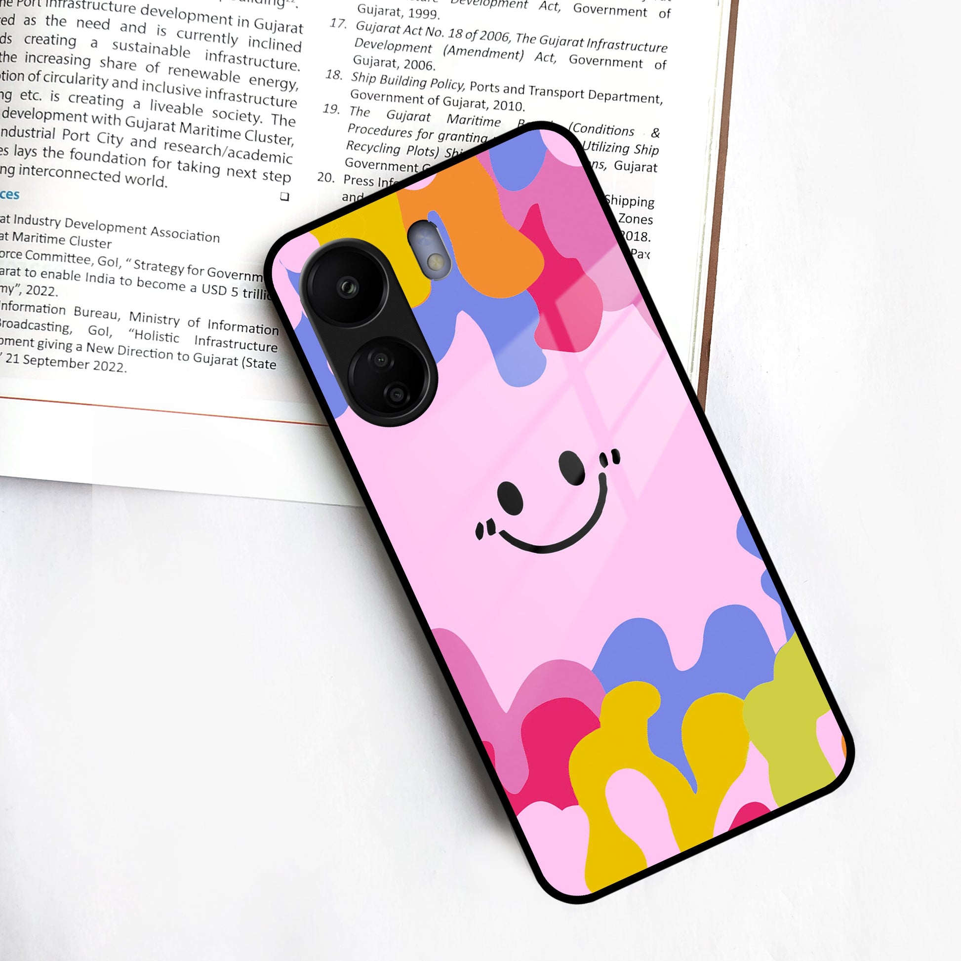 Cute Pink Smiley Multicolor Glass Case For Redmi/Xiaomi ShopOnCliQ