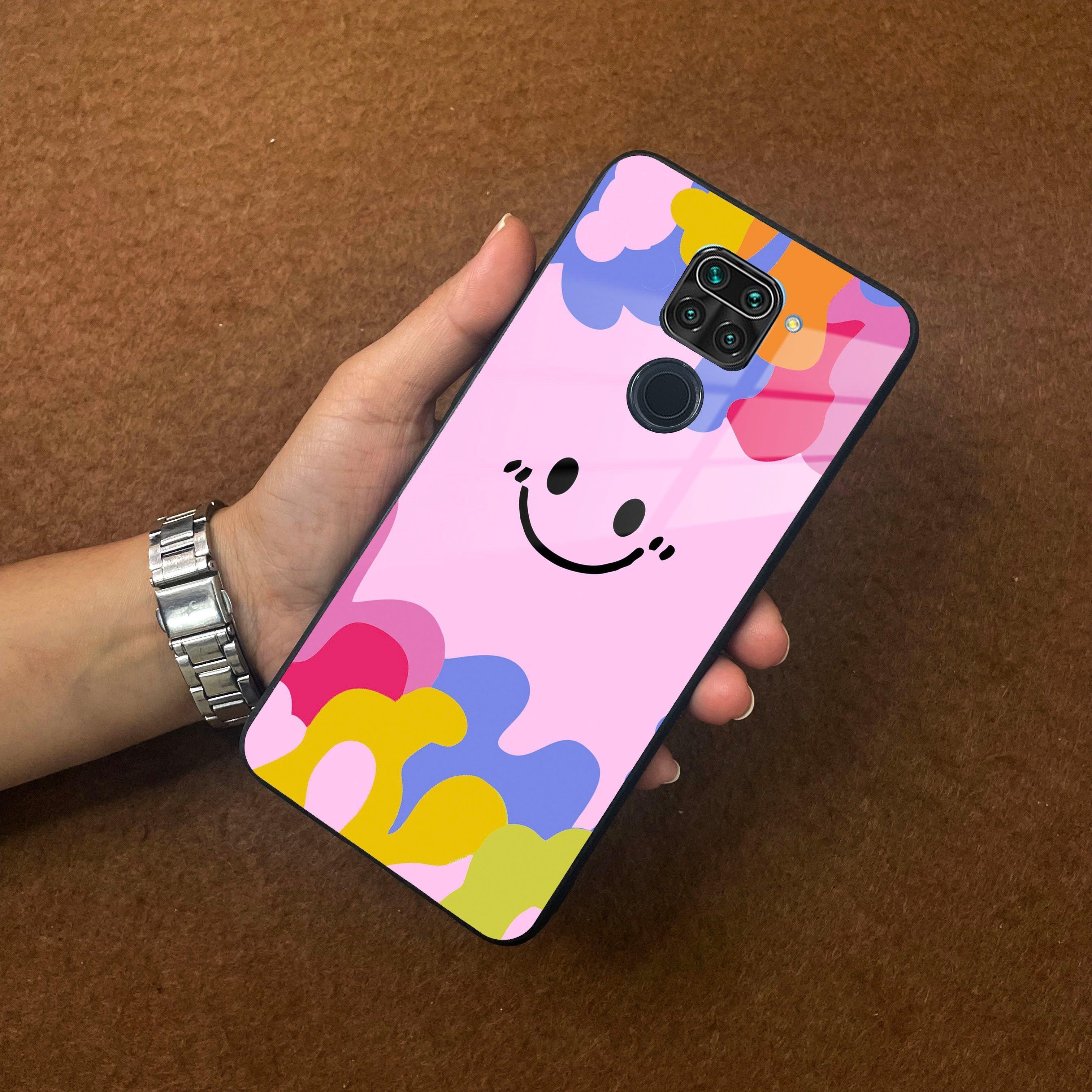 Cute Pink Smiley Multicolor Glass Case For Redmi/Xiaomi - ShopOnCliQ