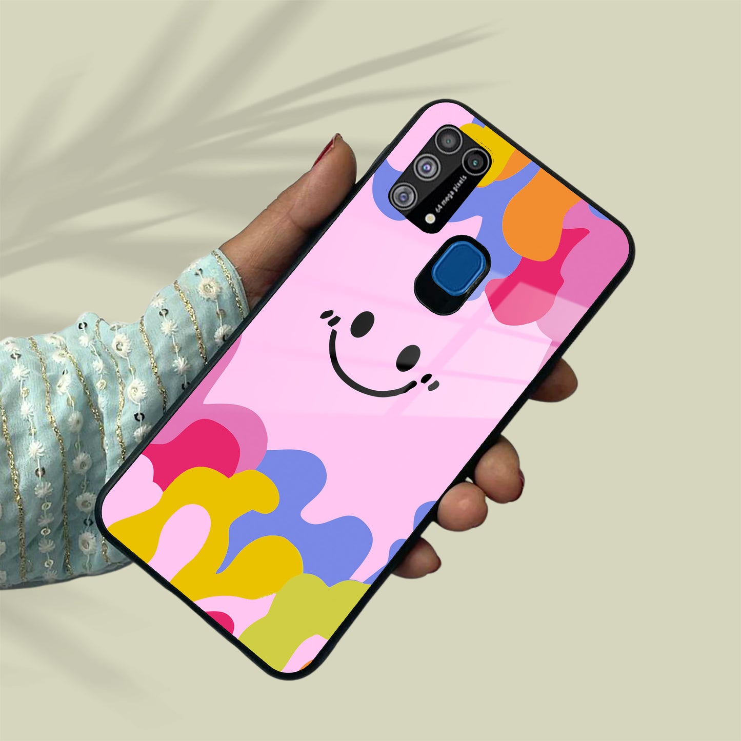 Cute Pink Smiley Multicolor Glass Case For Samsung ShopOnCliQ