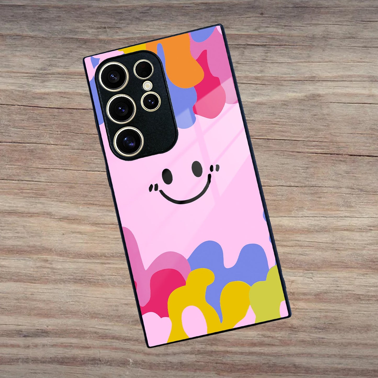 Cute Pink Smiley Multicolor Glass Case For Samsung ShopOnCliQ