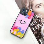 Cute Pink Smiley Multicolor Glass Case For iPhone - ShopOnCliQ