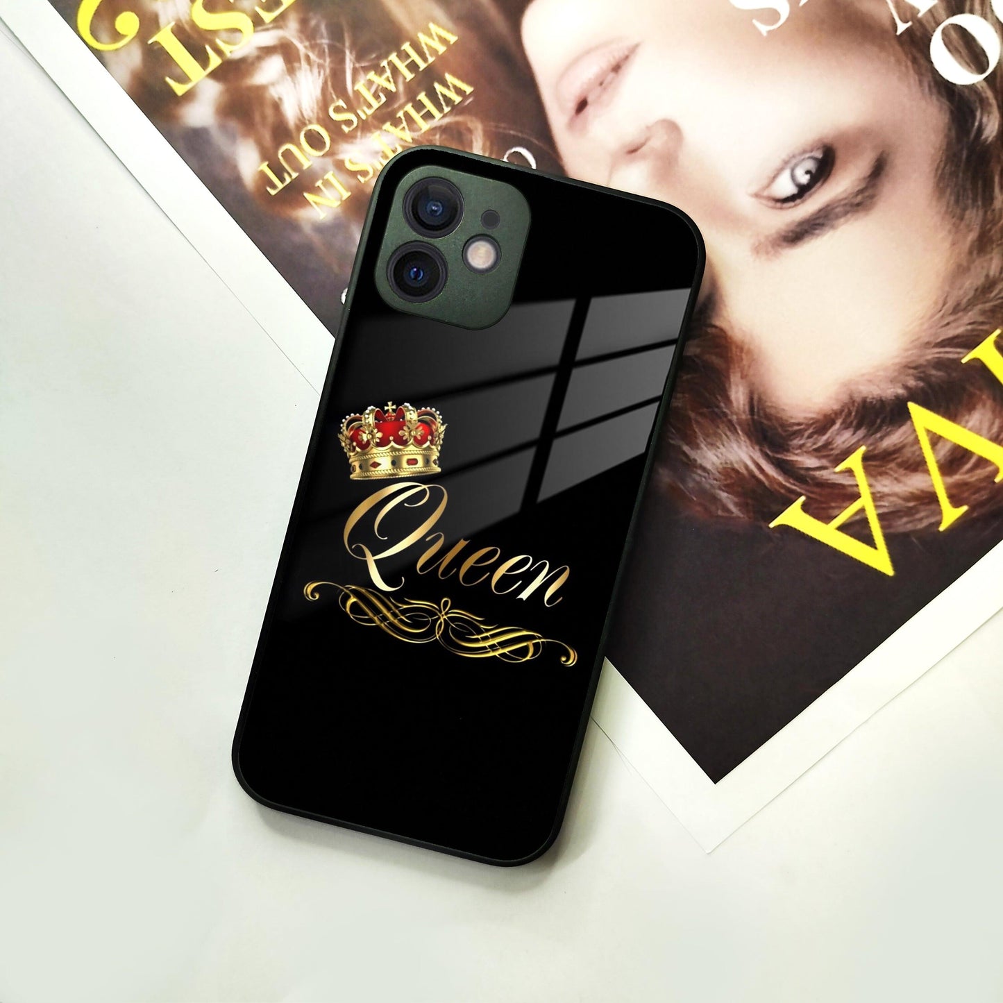 Cute Queen With Crown Glass Case for iPhone