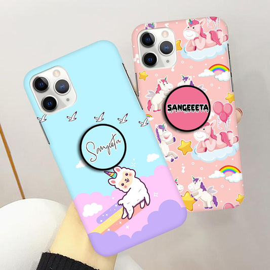 Cute llama unicorn jumping with rainbow hard Matte Case Cover ShopOnCliQ