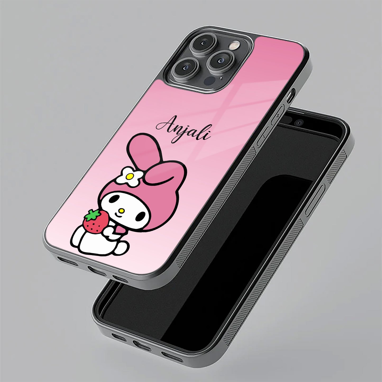 Pink Bunny Glass Case Cover For iPhone