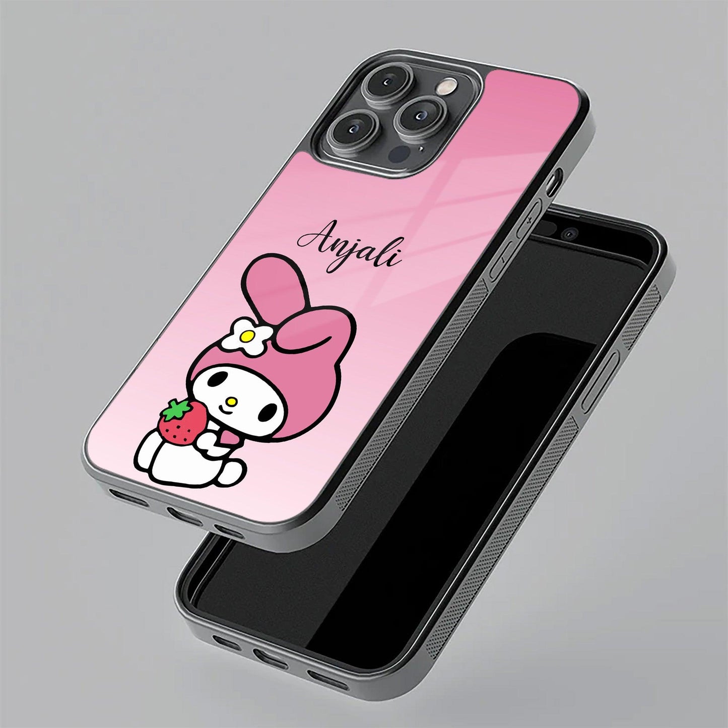 Pink Bunny Glass Case Cover For Vivo