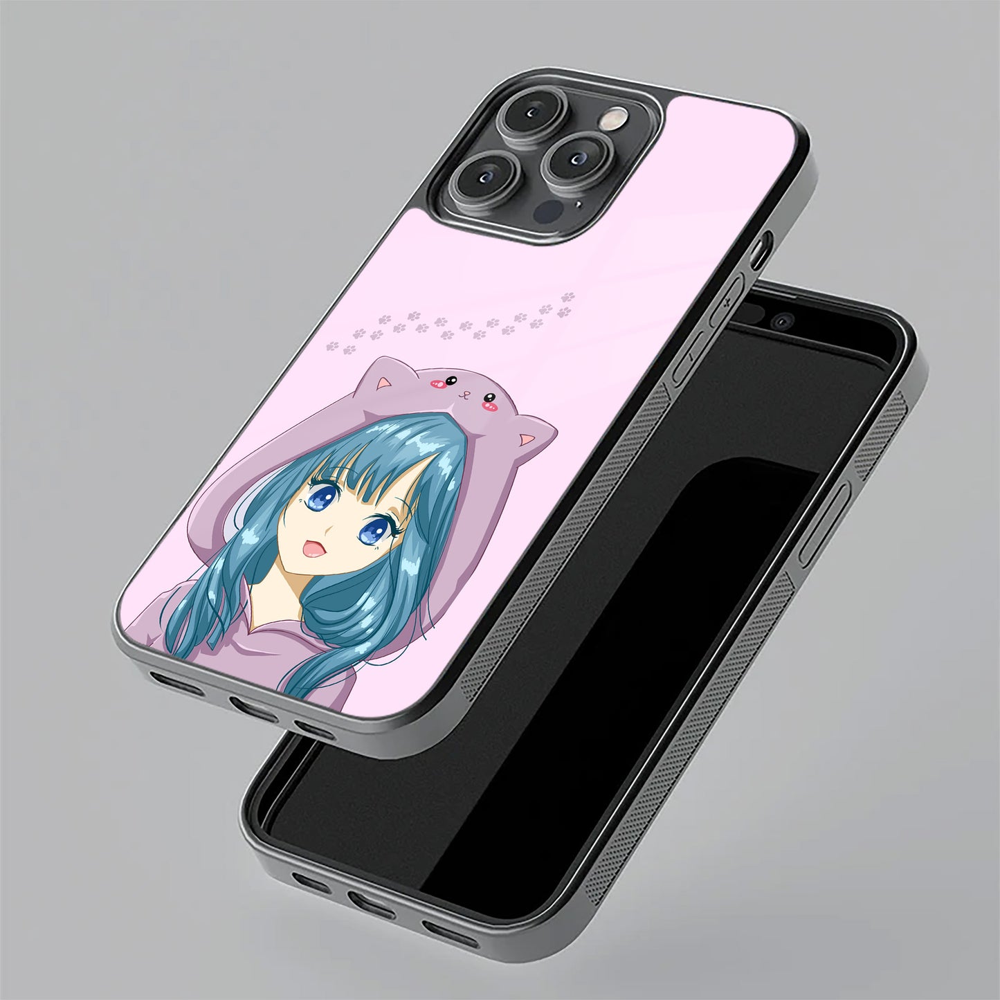 Purple Aesthetic Girl With Cat Phone Glass Case Cover For POCO