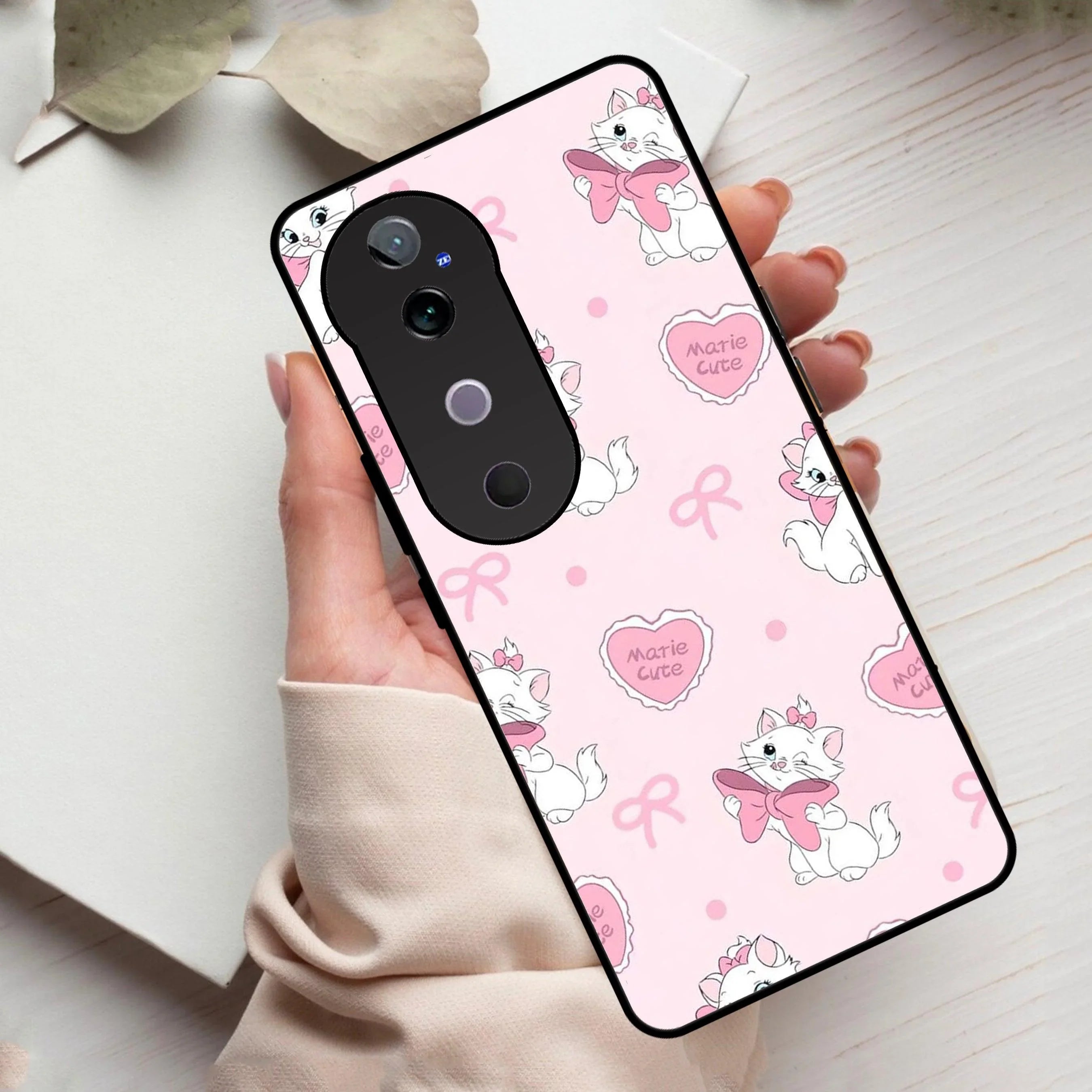 Cute Kitty Bliss Glass Case Cover For Vivo - ShopOnCliQ