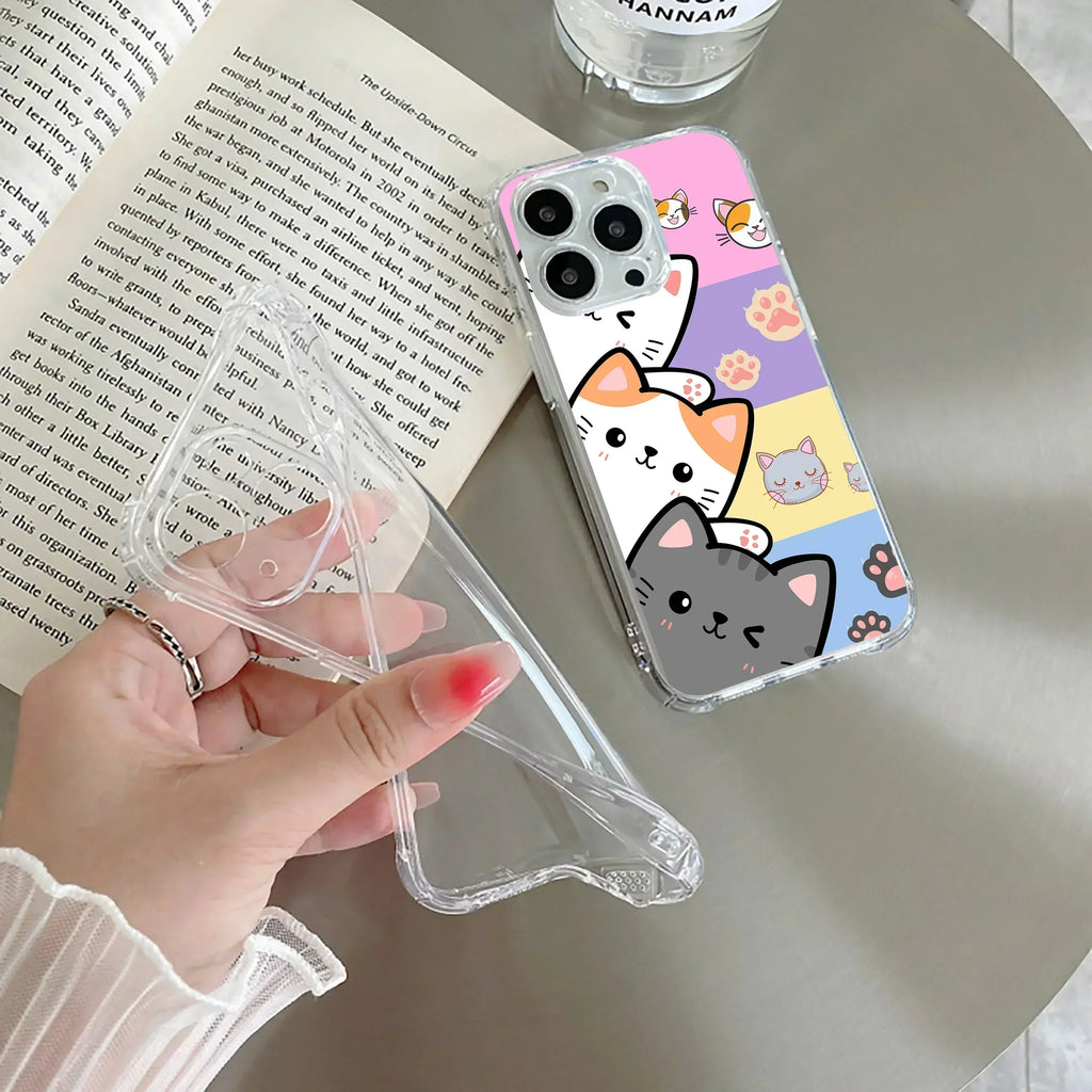 Cute Cat Transparent Silicon Case For iPhone - ShopOnCliQ