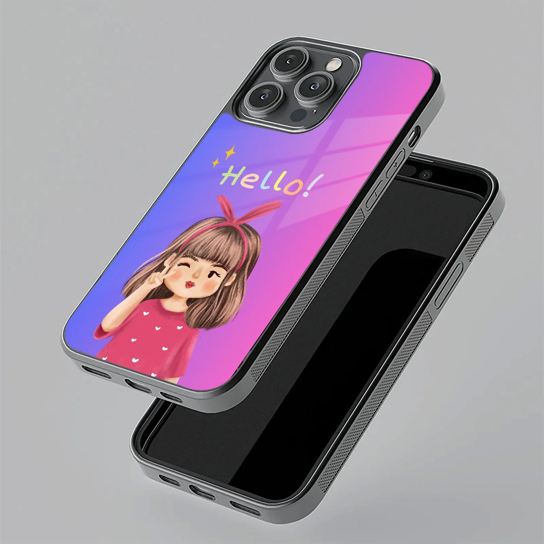 Cute Girl Hello Glass Case for iPhone - ShopOnCliQ