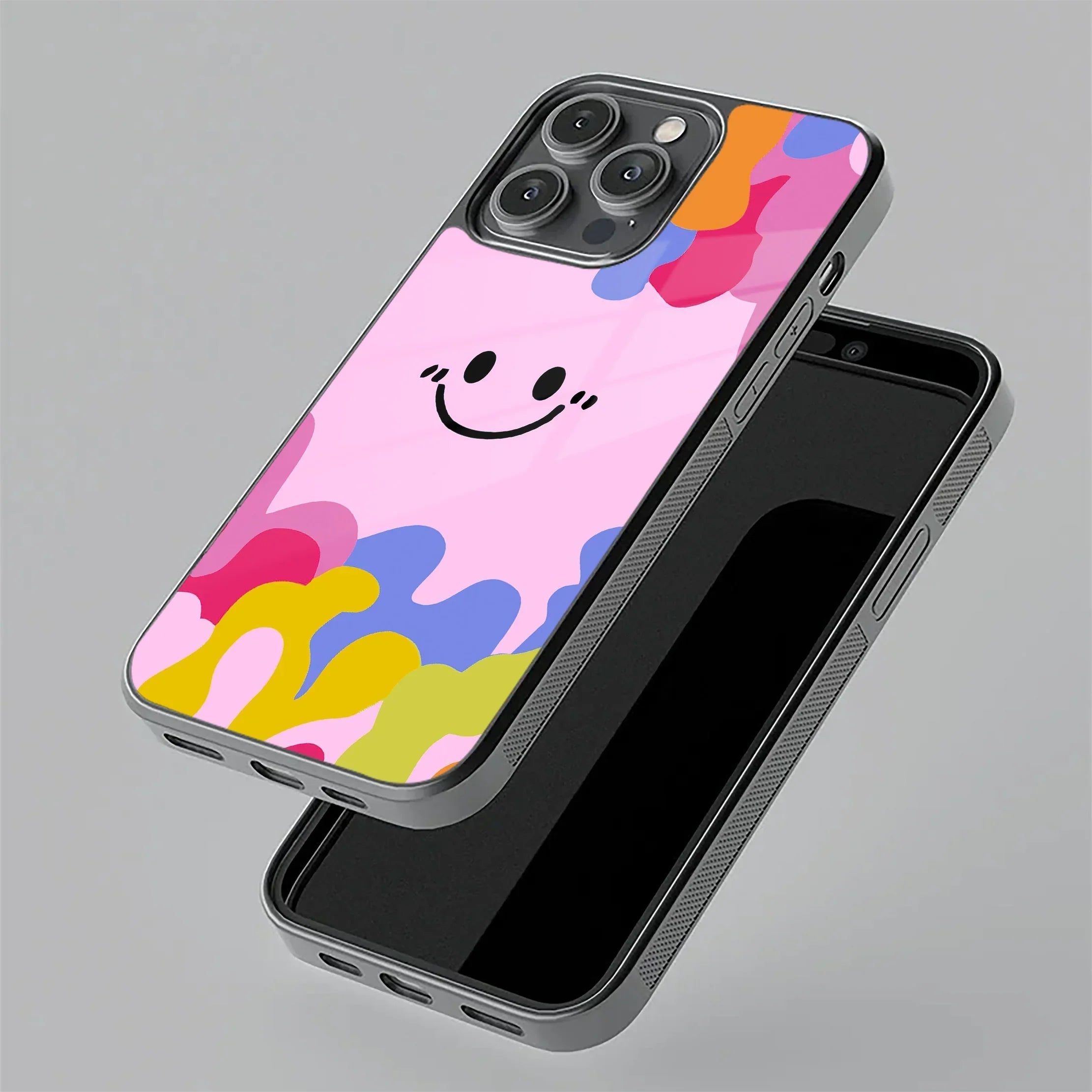 Cute Pink Smiley Multicolor Glass Case For Motorola - ShopOnCliQ