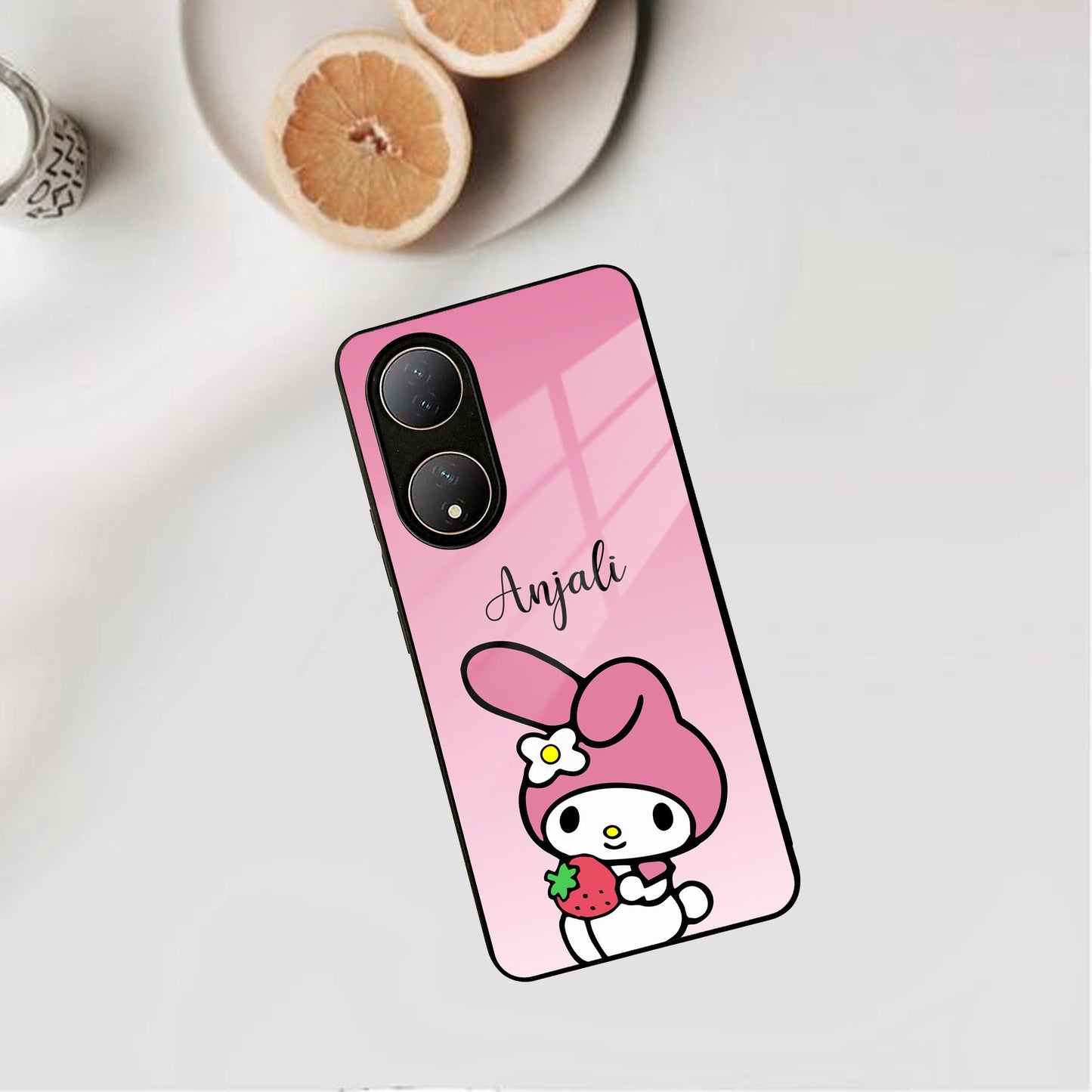 Pink Bunny Glass Case Cover For Vivo