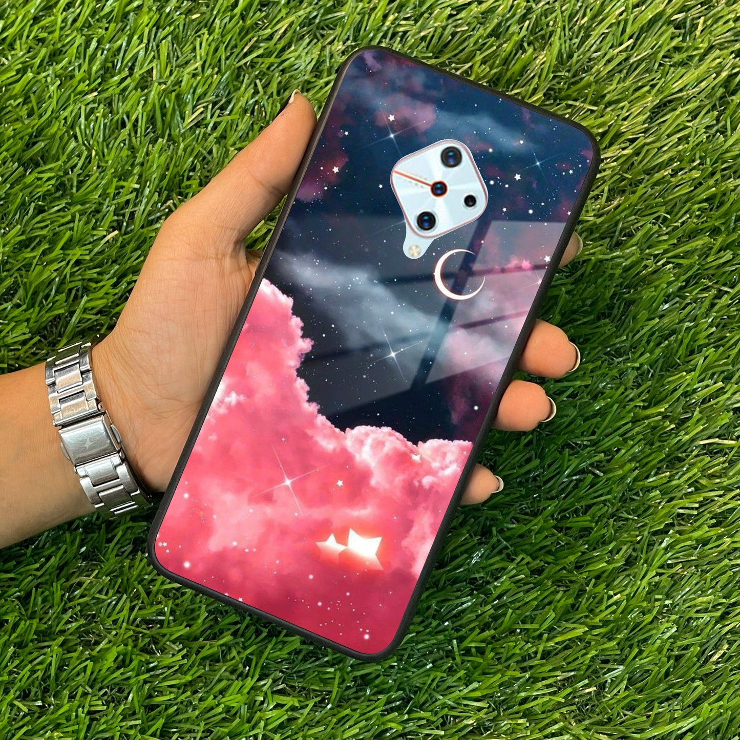 Aesthetic Cloud Glass Case Cover For Vivo