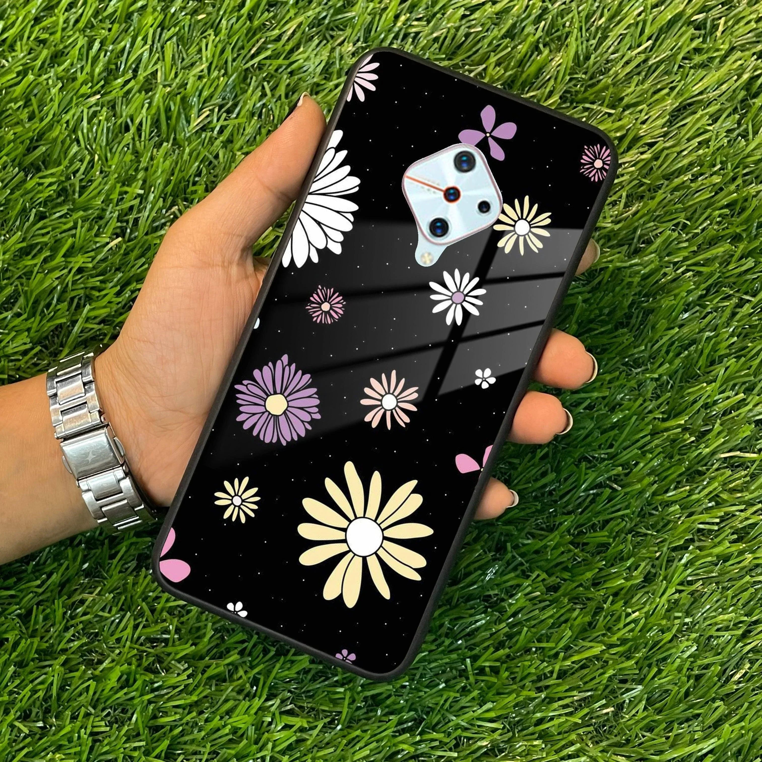 Seamless Floral Print Glass Case Cover For Vivo - ShopOnCliQ