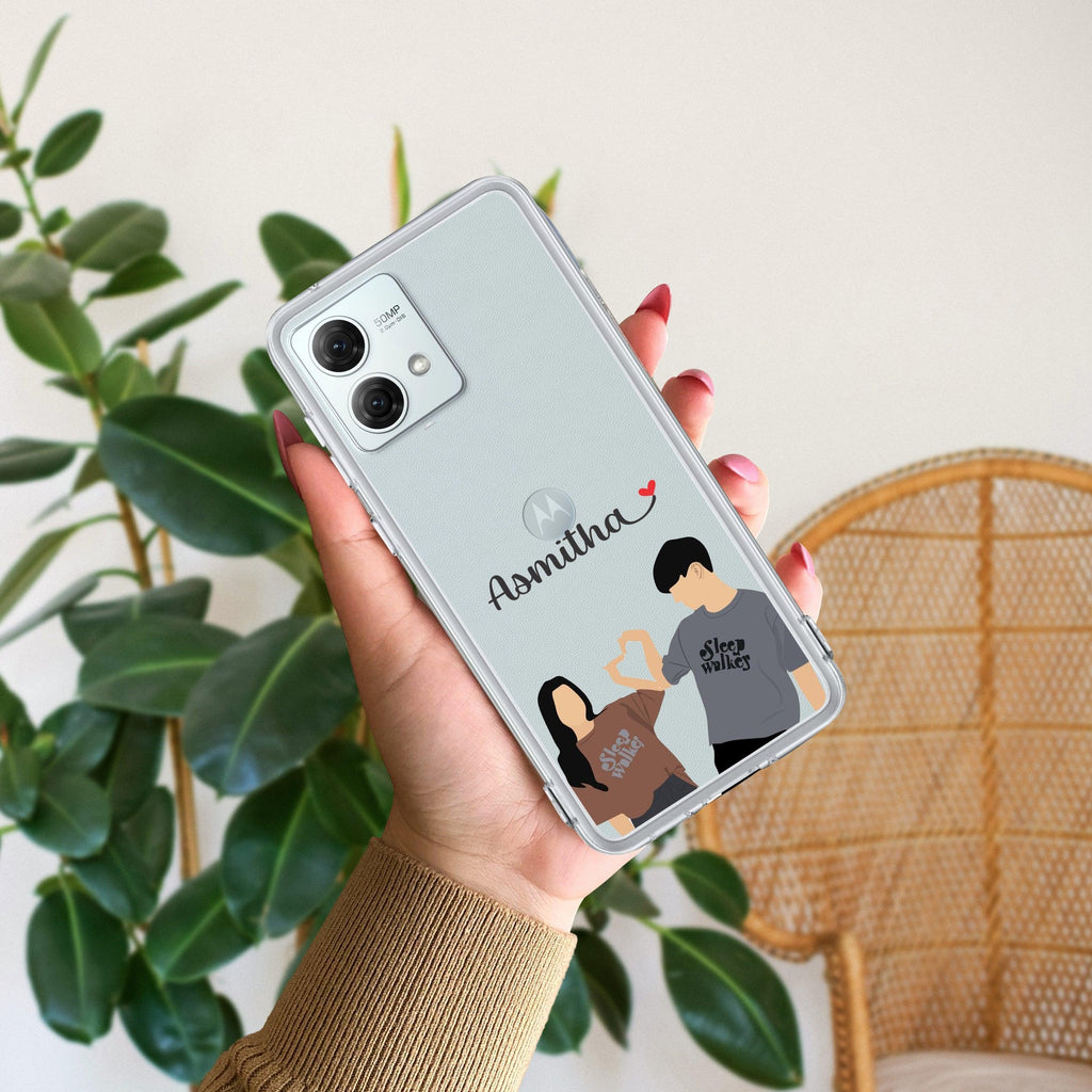 Dreamy Duo Customize Transparent Silicon Case For Motorola Edge 50 Fusion 5G
