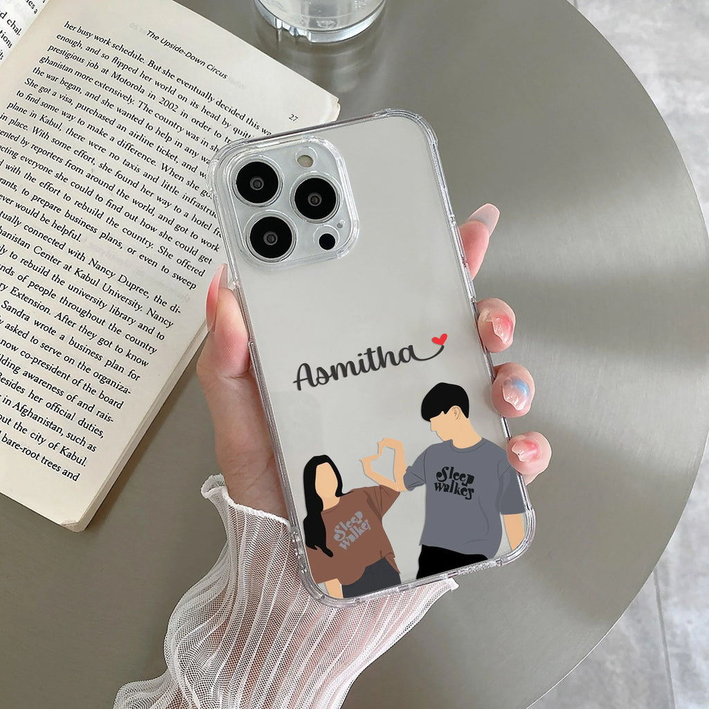 Dreamy Duo Customize Anti Yellow Clear Case For iPhone 16 Pro
