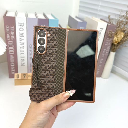 Luxury Pattern Flip Cover for Samsung Galaxy Z Fold – Stylish Protective Case with Grip Strap