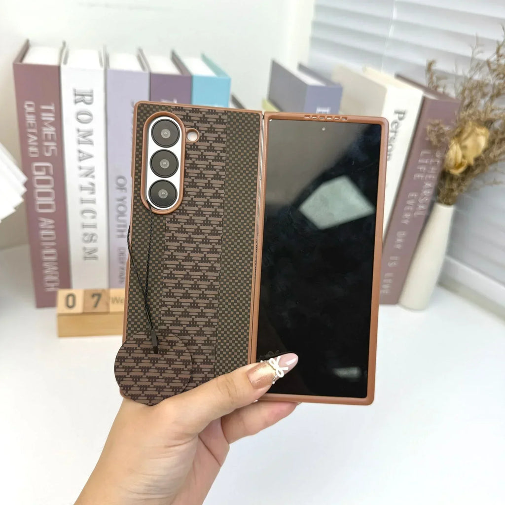 Luxury Pattern Flip Cover for Samsung Galaxy Z Fold – Stylish Protective Case with Grip Strap - ShopOnCliQ