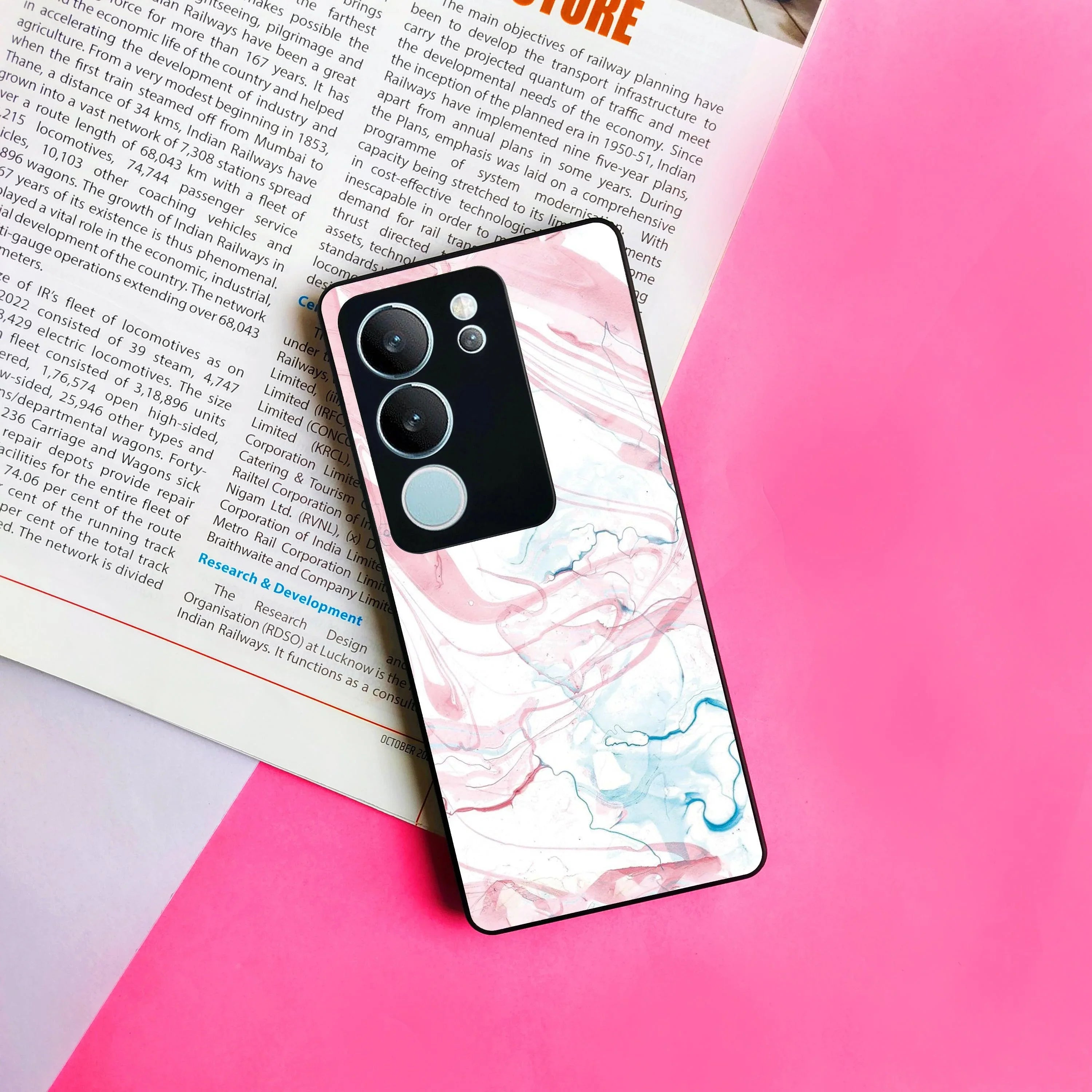 Fashion Marble Texture Glossy Metal Case Cover For Vivo - ShopOnCliQ
