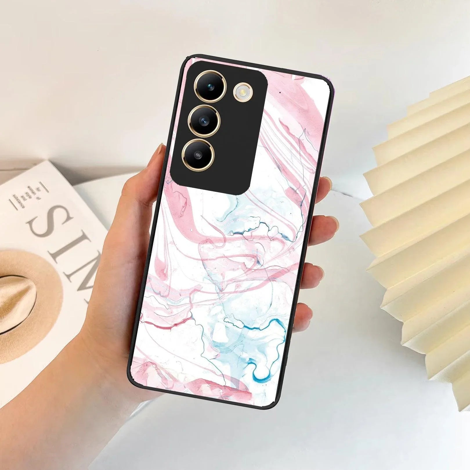 Fashion Marble Texture Glossy Metal Case Cover For Vivo - ShopOnCliQ