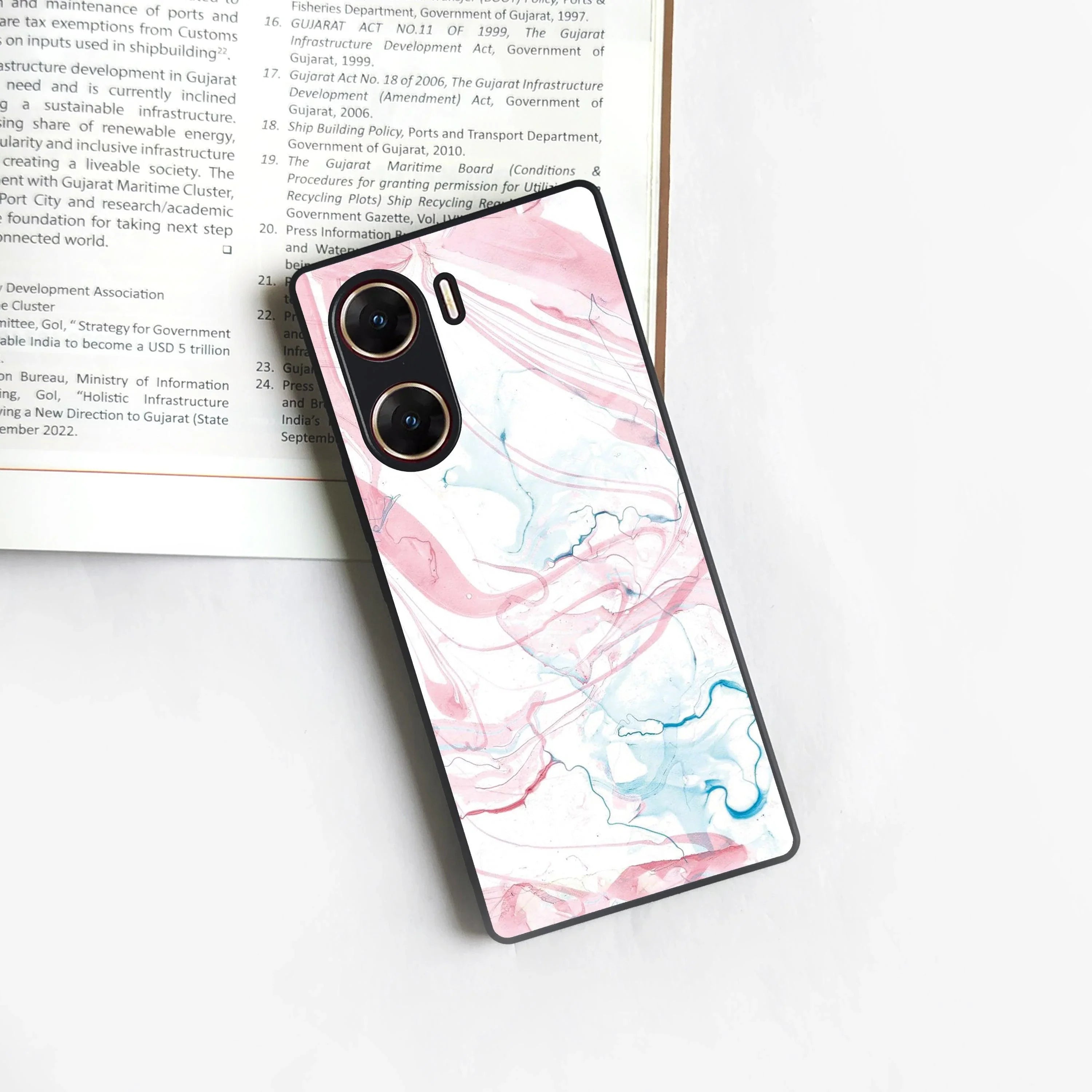 Fashion Marble Texture Glossy Metal Case Cover For Vivo - ShopOnCliQ