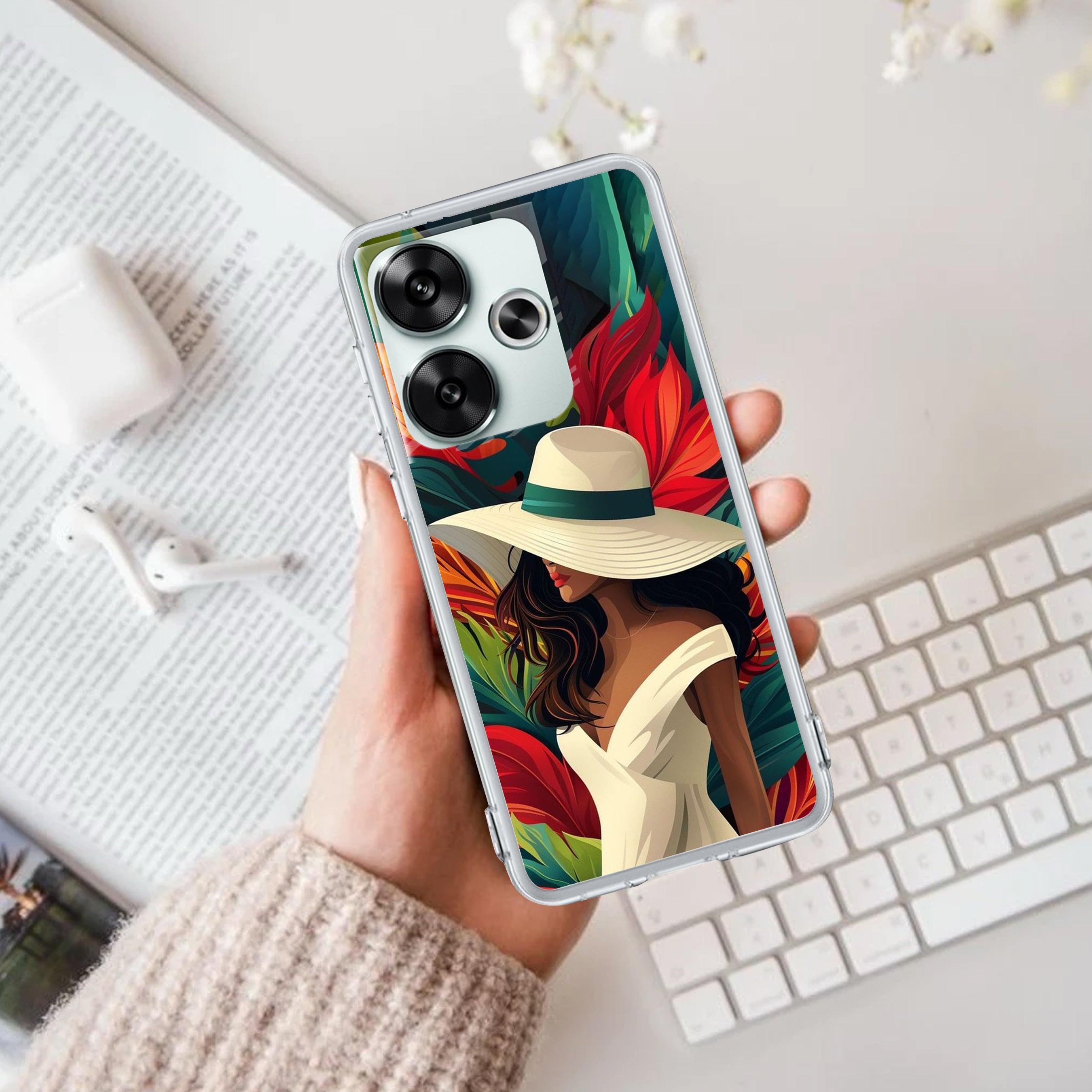 Fashionable Girl Hat Style Tropical Elegance Transparent Silicone Case for Poco - ShopOnCliQ