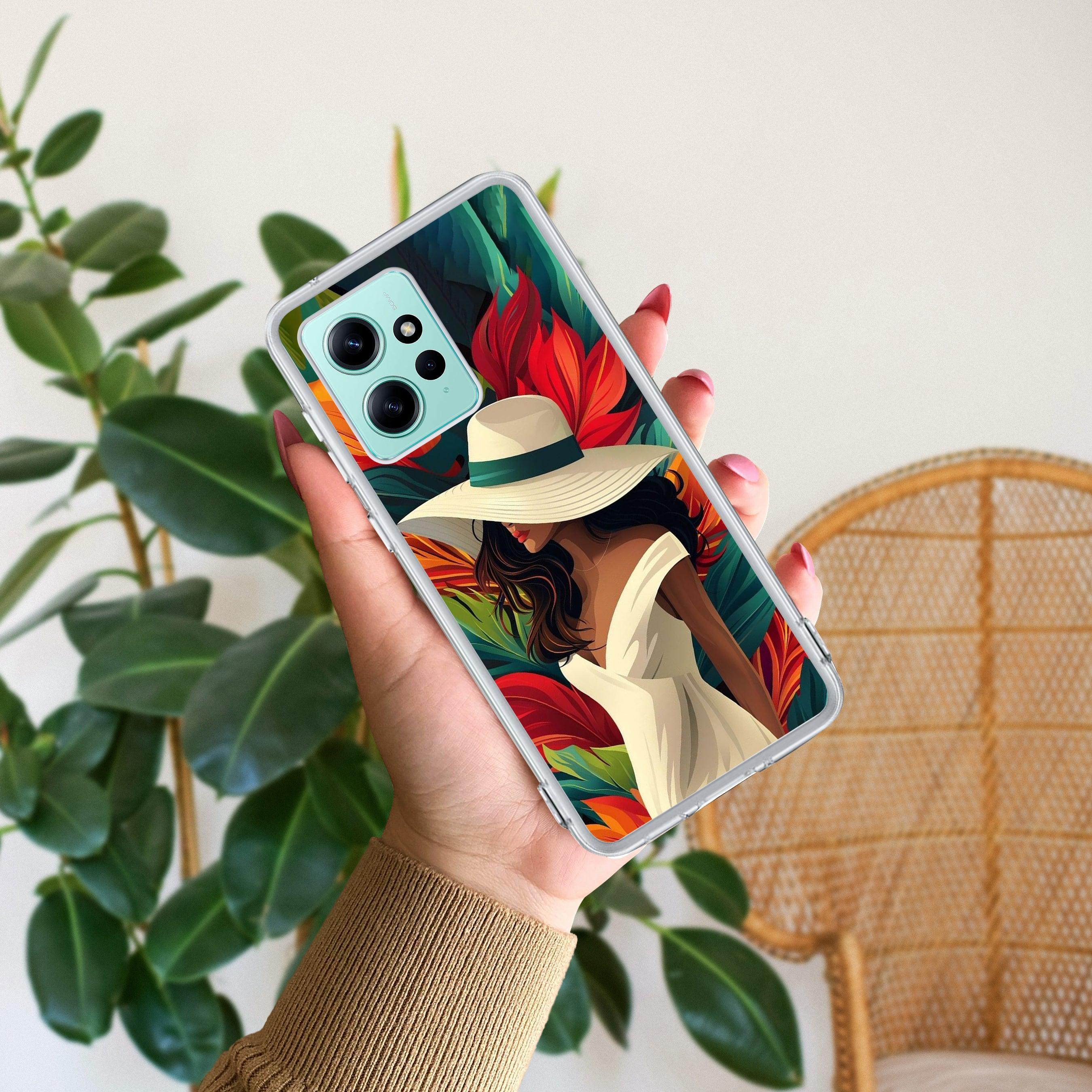 Fashionable Girl Hat Style Tropical Elegance Transparent Silicone Case for Poco - ShopOnCliQ