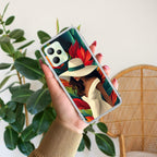 Fashionable Girl Hat Style Tropical Elegance Transparent Silicone Case For Realme C35 / Realme Narzo 50A Prime