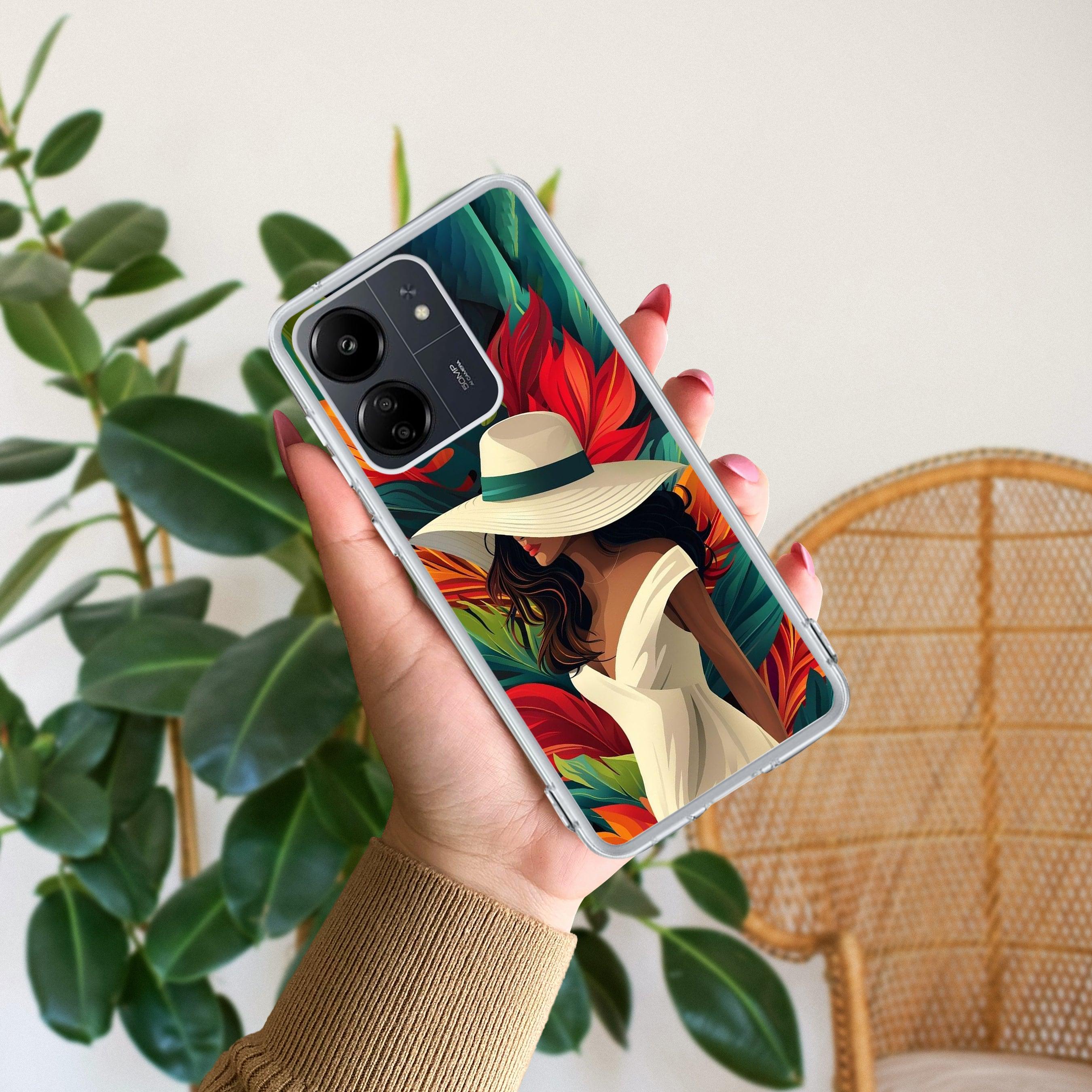 Fashionable Girl Hat Style Tropical Elegance Transparent Silicone Case for Redmi/Xiaomi - ShopOnCliQ