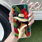 Fashionable Girl Hat Style Tropical Elegance Anti Yellow Case For Samsung Galaxy S23 Plus 5G