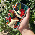 Fashionable Girl Hat Style Tropical Elegance Transparent Silicone Case For Samsung Galaxy F14 5G