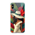 Fashionable Girl Hat Style Tropical Elegance Transparent Silicone Case For iPhone X/Xs