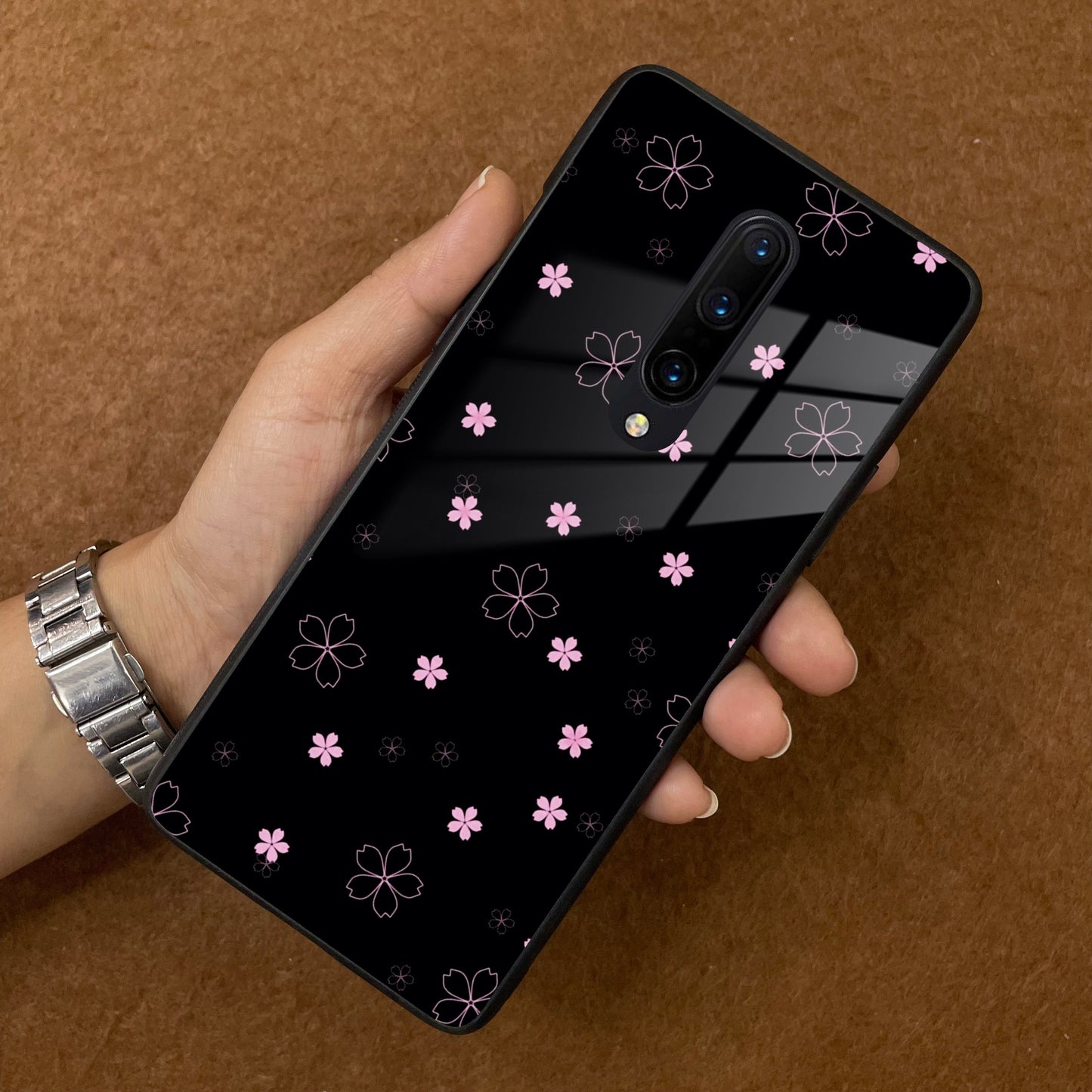 Floral Night Glass Case Cover For OnePlus