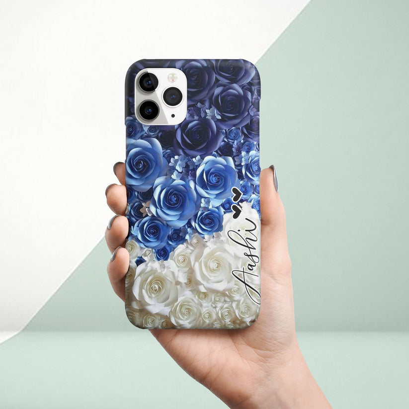 Floral Rose Shades Phone Case Cover Blue & White  For Realme/Narzo