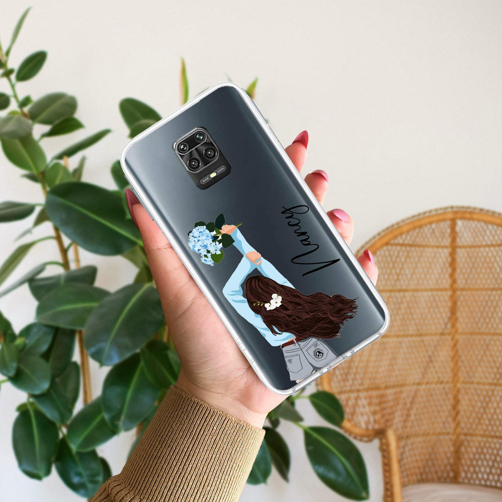 Flower Fusion Customize Transparent Silicon Case For Redmi 9 Prime