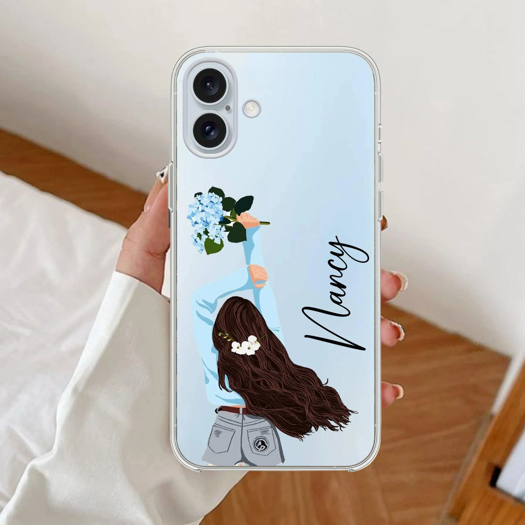 Flower Fusion Customize Anti Yellow Clear Case For iPhone 16 Plus