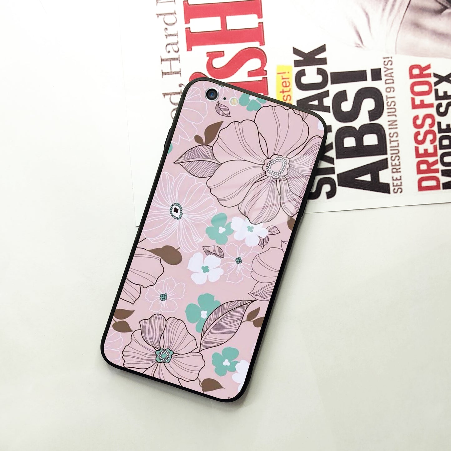 Peach Flower Glass Case Cover For iPhone