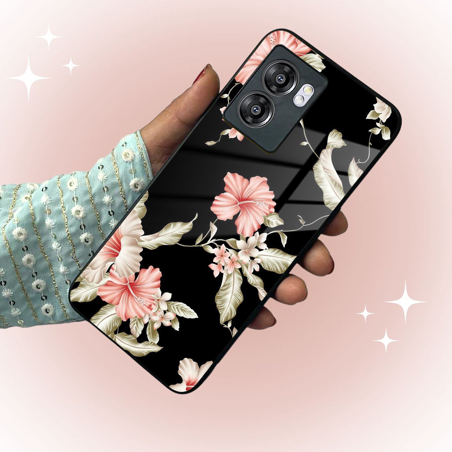 Retro Floral Glass Phone Case And For Realme/Narzo
