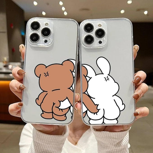 Funny Bear Bunny Couple Phone Case For iPhone