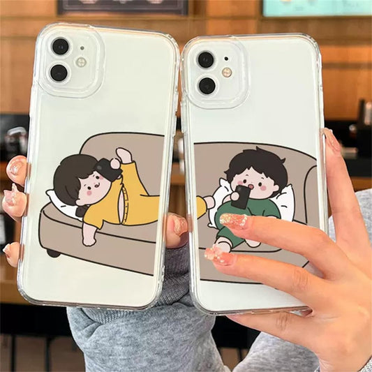 Funny Young Couple silicon phone case For iPhone