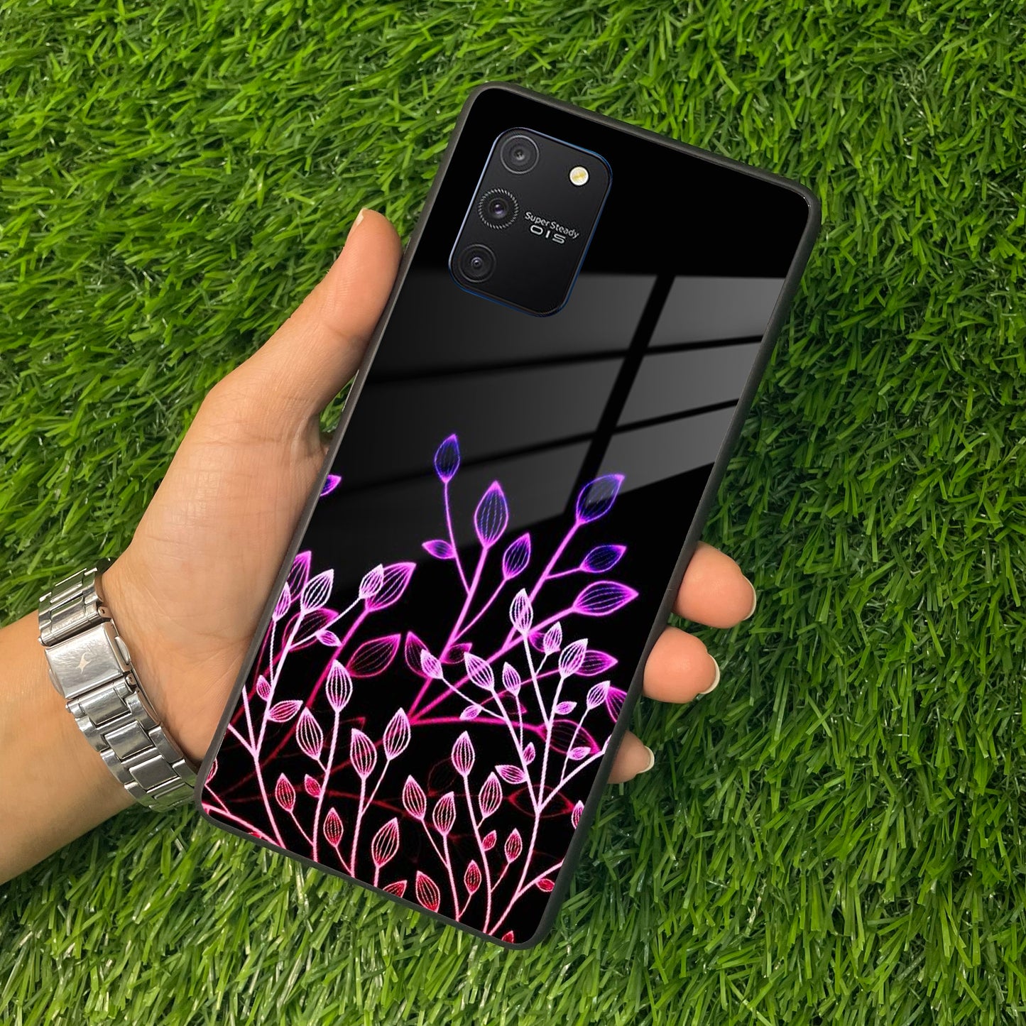 Multicolor Flower Print Glass Case Cover For Samsung