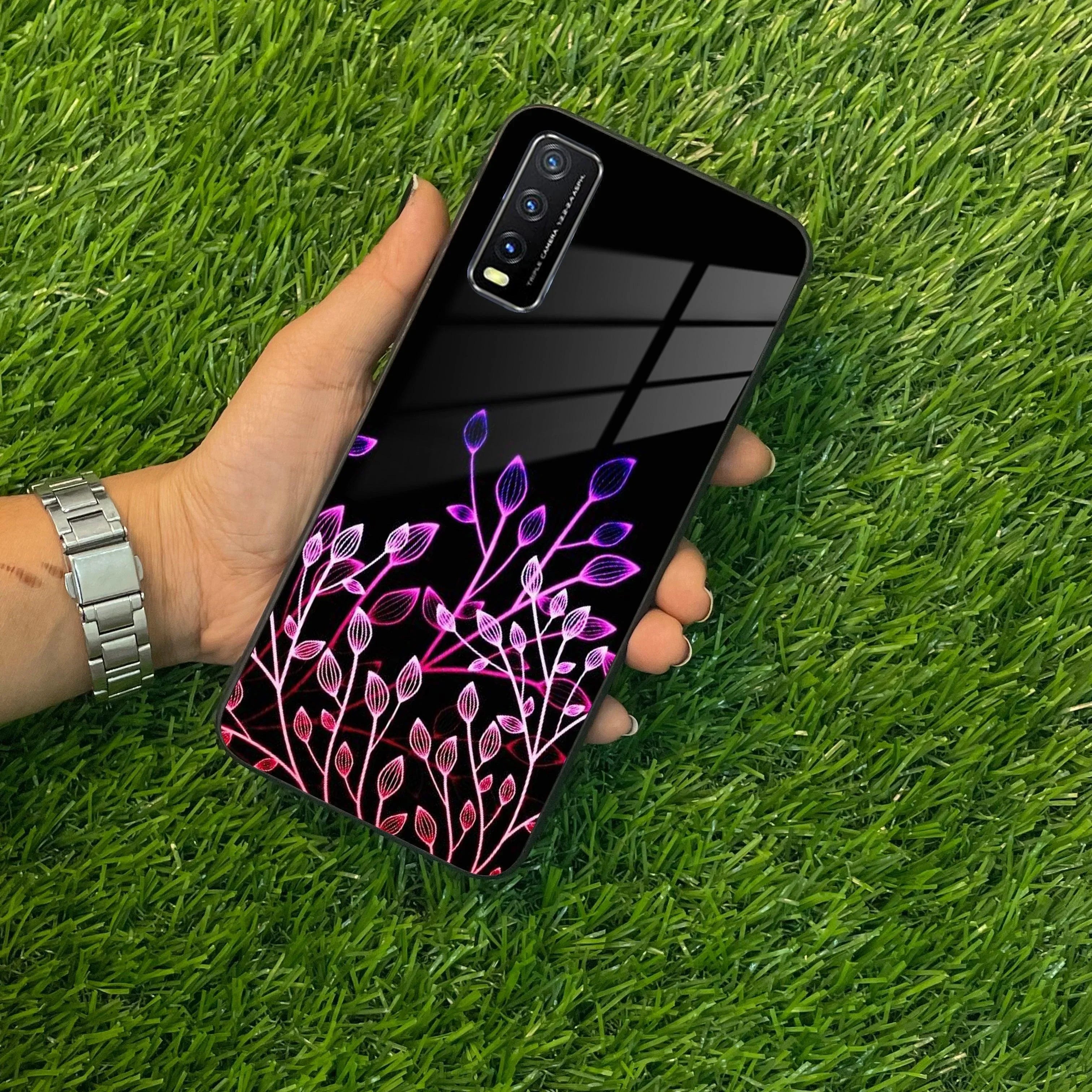 Multicolor Flower Print Glass Case Cover For Vivo - ShopOnCliQ