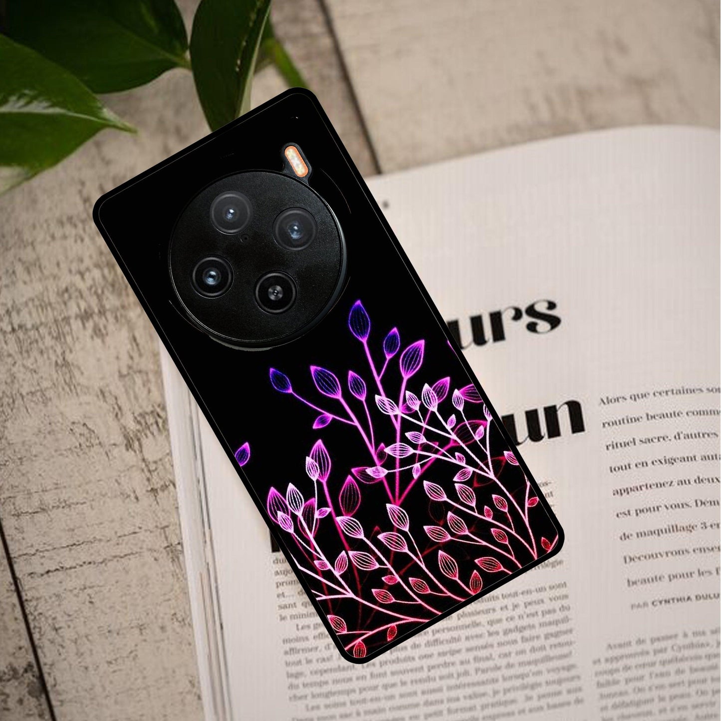 Multicolor Flower Print Glass Case Cover For Vivo