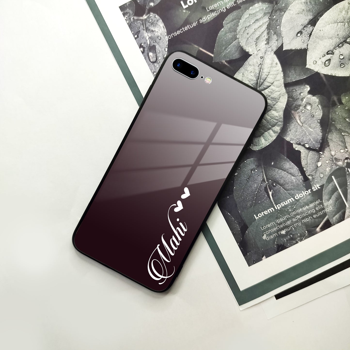 Customize Name Gradient Glass Case Cover Grey For iPhone