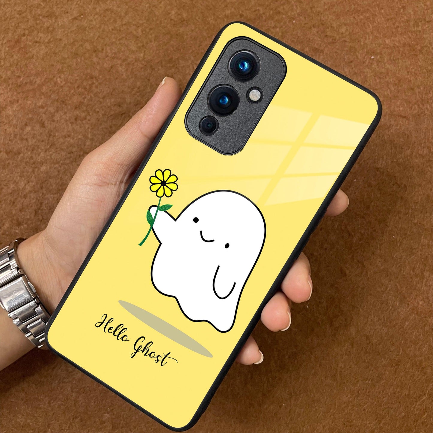 Ghost With Flower Glass Case Cover For OnePlus