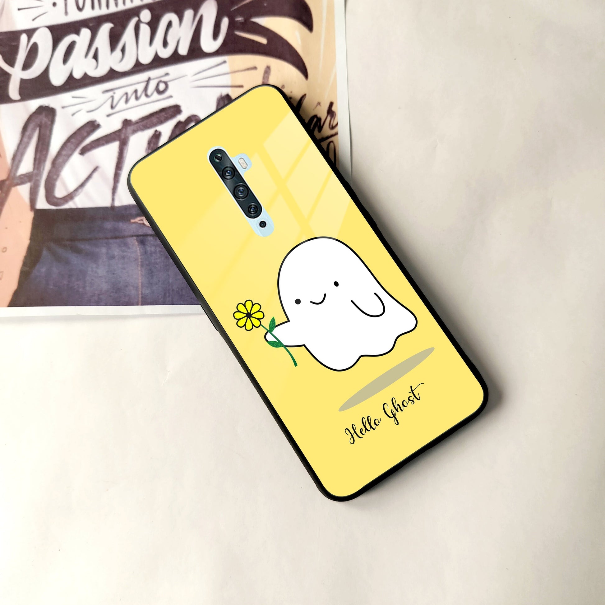 Ghost With Flower Glass Case Cover For Oppo ShopOnCliQ
